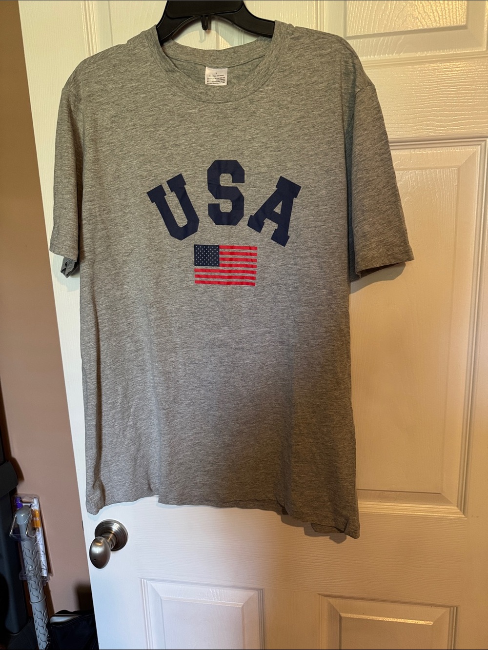 Gray USA Graphic Tee with Flag